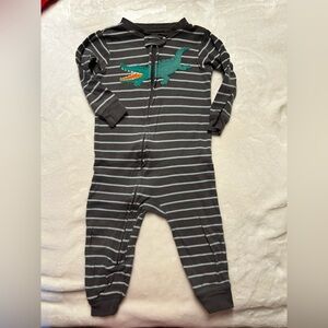 Carter's Gray and Teal Striped Footie